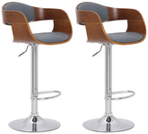 2er Set Barhocker Kingston C Kunstleder - walnuss/grau by Dropshipping-Europe – Barhocker