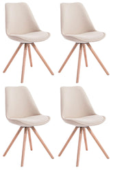4er Set St�hle Toulouse Stoff Natura Rund - creme