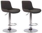 2er Set Barhocker Lentini Stoff chrom - dunkelgrau
