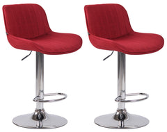 2er Set Barhocker Lentini Stoff chrom - rot