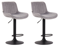 2er Set Barhocker Lentini Samt schwarz - grau