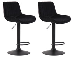 2er Set Barhocker Lentini Samt schwarz - schwarz
