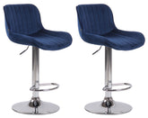 2er Set Barhocker Lentini Samt chrom - blau