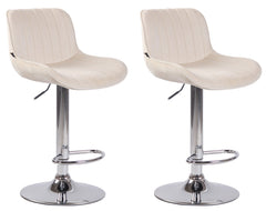 2er Set Barhocker Lentini Samt chrom - creme