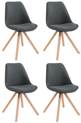 4er Set Besucherstuhl Toulouse Stoff Square Natura - dunkelgrau