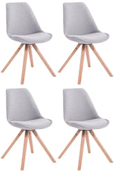 4er Set Besucherstuhl Toulouse Stoff Square Natura - grau