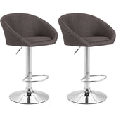 2er Set Barhocker Miami V2 Stoff chrom - dunkelgrau
