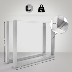 2x Tischbeine Velden 90 cm - edelstahl