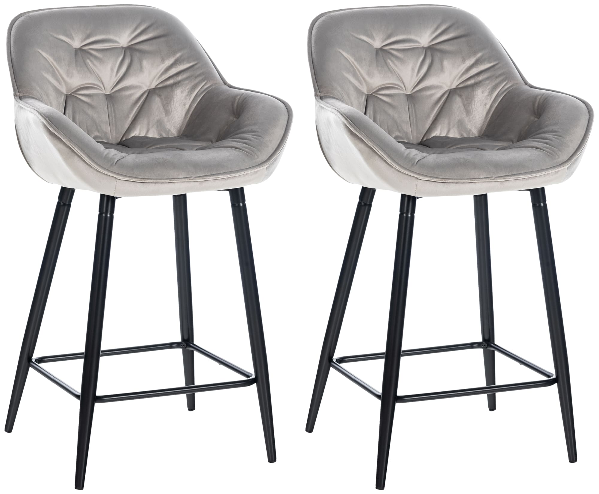 2er Set Barhocker Gibson Samt - grau by Dropshipping-Europe – Barhocker