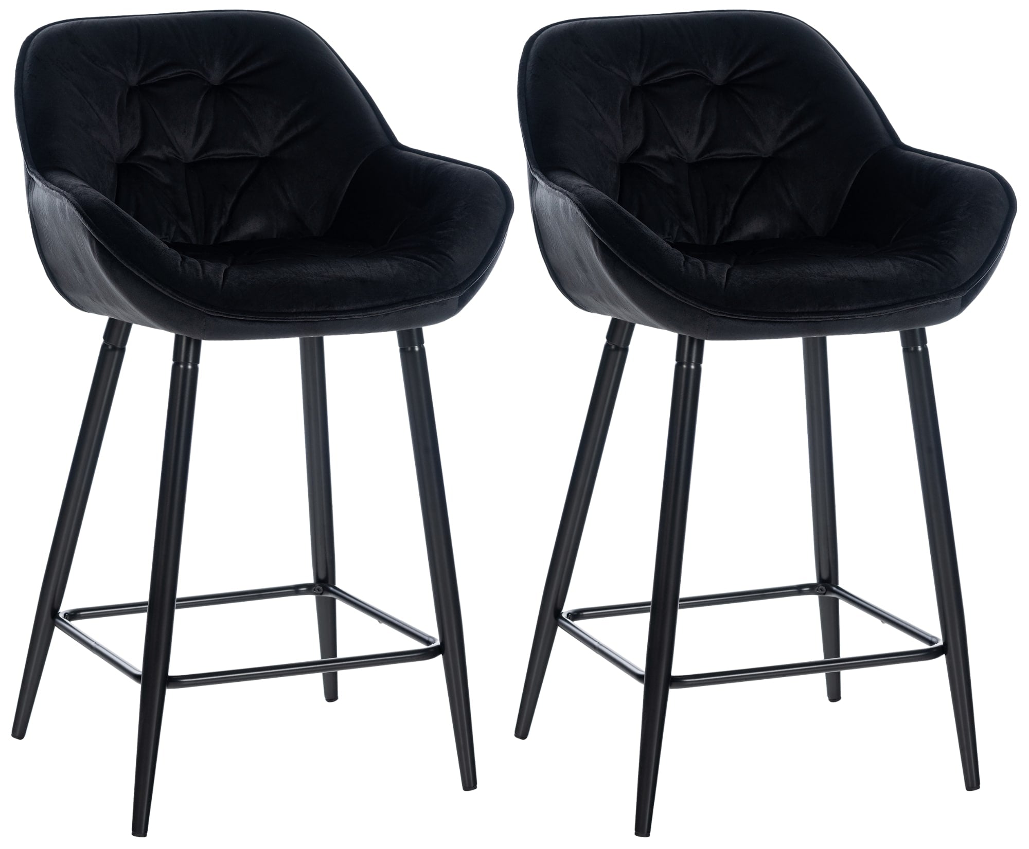 2er Set Barhocker Gibson Samt - schwarz by Dropshipping-Europe – Barhocker