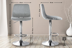 Barhocker Divo Samt Chrom - grau