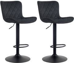 2er Set Barhocker Emma Samt - schwarz
