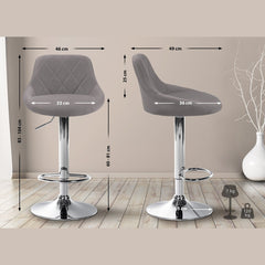 Barhocker Lazio Stoff chrom - grau