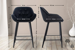 2er Set Barhocker Gibson Samt - schwarz