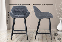 2er Set Barhocker Gibson Stoff - grau