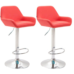 2er Set Barhocker Braga Kunstleder chrom - rot