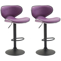 2er Set Barhocker Las Vegas V2 Kunstleder schwarz - lila