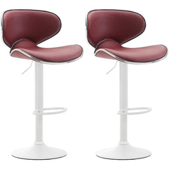 2er Set Barhocker Las Vegas V2 Kunstleder weiß - bordeauxrot