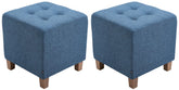 2er Set Sitzhocker Pharao, antik-hell - blau