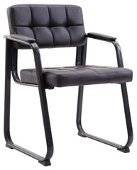 Set di 2 sedie visitatore Canada B in pelle nera, imbottite e curve, ideali per conferenze e ambienti eleganti.