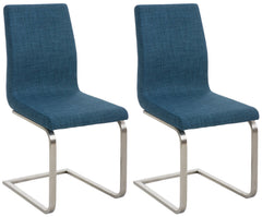 2er Set Esszimmerstühle Belfort Stoff - blau