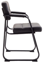 Set di 2 sedie visitatore Canada B in pelle nera, imbottite e curve, ideali per conferenze e ambienti eleganti.