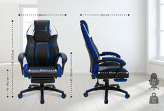 Bürostuhl Clovis Kunstleder - schwarz/blau