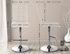 Barhocker Peking V2 Stoff chrom - creme