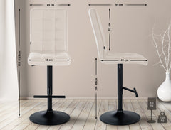 Barhocker Peking V2 Stoff schwarz - creme