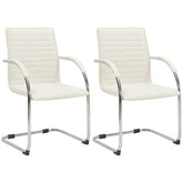 Set di 2 sedie visitatore Tira in pelle sintetica bianca, design robusto e confortevole per ufficio e sala attesa.