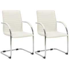 Set di 2 sedie visitatore Tira in pelle sintetica bianca, design robusto e confortevole per ufficio e sala attesa.