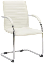 Set di 2 sedie visitatore Tira in pelle sintetica bianca, design robusto e confortevole per ufficio e sala attesa.