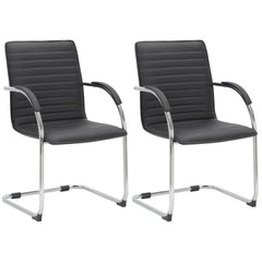 Set di 2 sedie visitatori Tira in pelle sintetica nera, design robusto e confortevole per ambienti moderni.