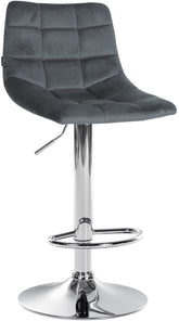 Barhocker Jerry Samt chrom - dunkelgrau