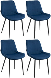 4er Set Esszimmerstühle Victoria Samt - blau