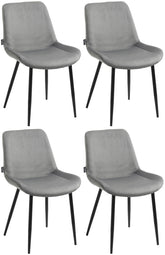4er Set Esszimmerstühle Victoria Samt - grau