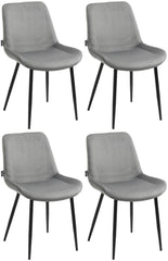 4er Set Esszimmerstühle Victoria Samt - grau