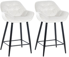 2er Set Barhocker Gibson 76 Samt - cremewei� by Dropshipping-Europe – Barhocker