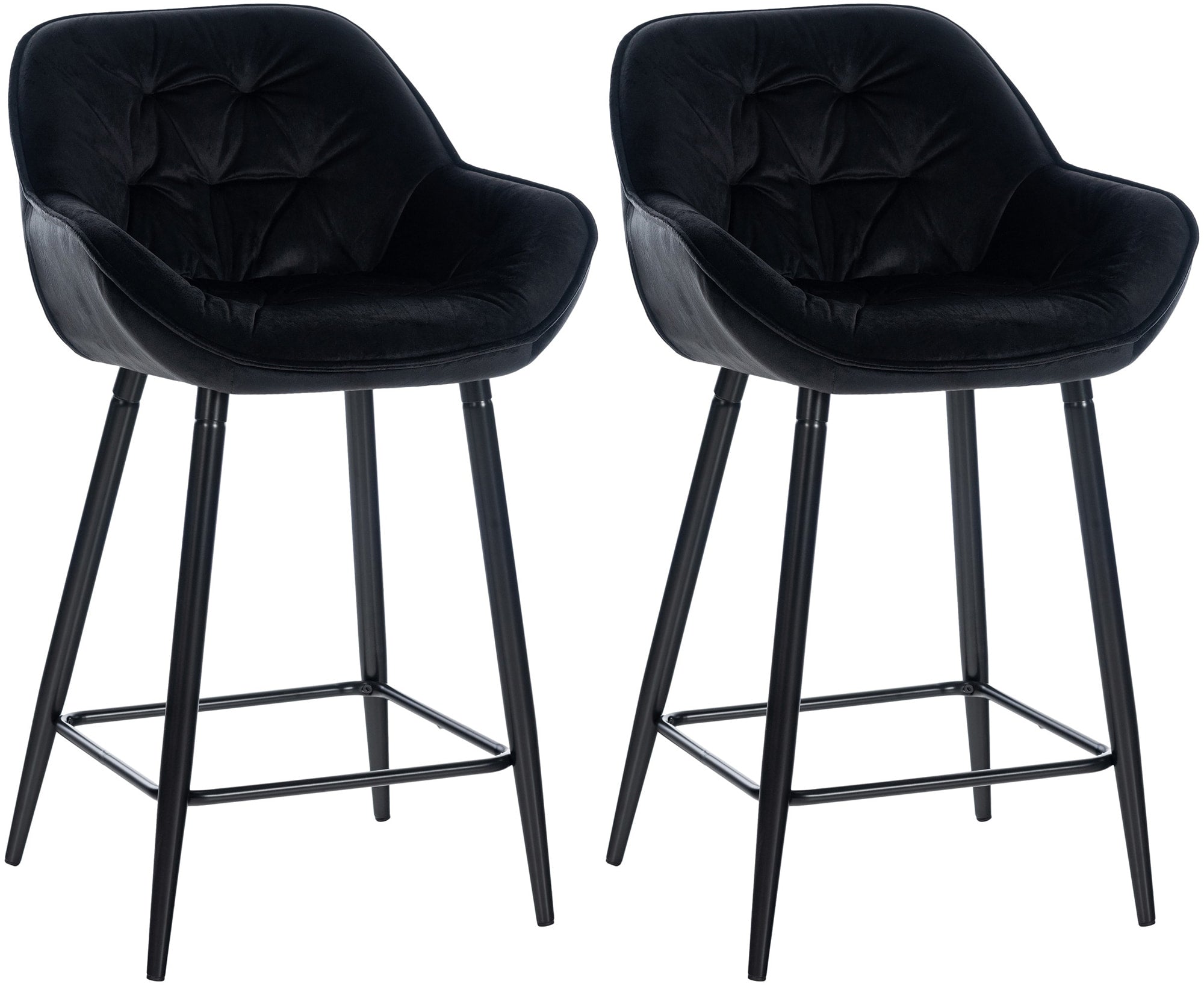 2er Set Barhocker Gibson 76 Samt - schwarz by Dropshipping-Europe – Barhocker