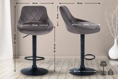 Barhocker Lazio Samt schwarz - grau