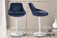 Barhocker Lazio Samt wei� - blau