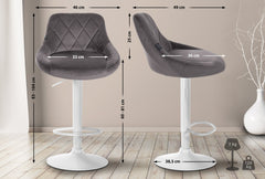 Barhocker Lazio Samt wei� - grau