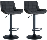 Set di 2 sgabelli da bar Tover in ecopelle nera, eleganti e confortevoli per arredare con stile.