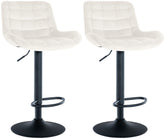 Set di 2 sgabelli da bar Tover in velluto crema, eleganti e confortevoli, ideali per arredare con stile qualsiasi ambiente.