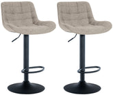 Set di 2 sgabelli da bar Tover in tessuto taupe, eleganti e confortevoli, ideali per arricchire ogni ambiente.