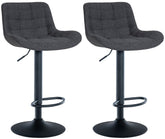 Set di 2 sgabelli da bar Tover in tessuto nero, eleganti e confortevoli, ideali per ogni ambiente.