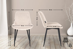 2er Set Esszimmerstühle Victoria Samt - creme