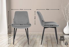 2er Set Esszimmerstühle Victoria Samt - grau