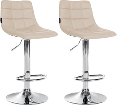 2er Set Barhocker Jerry Kunstleder chrom - creme