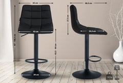 2er Set Barhocker Jerry Kunstleder schwarz - schwarz